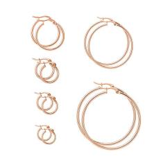 Yanxyad 6 pares de brincos de argola ou 1 par de brincos de argola de aço inoxidável 316L para mulheres, Metal