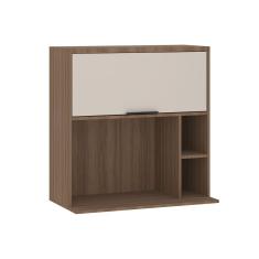Armário Aéreo De Cozinha 80cm 1 Porta Basculante Com Espaço Para Micro-ondas Aspen Luciane Móveis Vanilla/beige