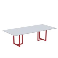 Mesa De Reunião Retangular 200x90cm Mr2000p25tub Cinza/vermelho