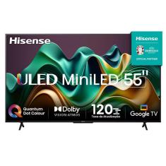 Smart TV 55” Hisense Ultra HD 4K Mini LED U6N com Google TV Preto 110V