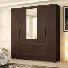 Guarda Roupa Casal com Espelho 4 Portas 6 Gavetas Cádis Demóbile