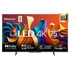 Smart TV 75" UHD 4K QLED Hisense 75Q6N Google TV com HDR10+, Dolby Atmos, Modo Esporte, Modo Jogo Plus e Compatível com Alexa