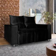 Sófa Retrátil e Reclinável 2 lugares Madri Veludo Preto Speciale Home
