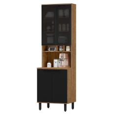 Paneleiro Toscana 100% Mdf 4 Portas Freijó/Nero - Mx Móveis