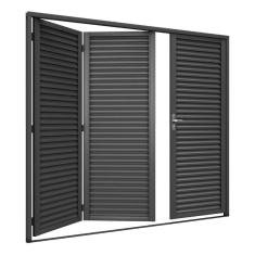 Portão Pantográfico 3F Laminado 215cmx245cm Mecal Cinza