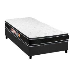 Cama Box Solteiro: Colchão Espuma Castor D33 Black e White + Base CRC Suede Gray(88x188)