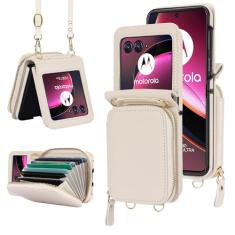 Asuwish Capa de telefone para Motorola Razr 40 Ultra/Moto Razr Plus 2023 capa carteira com suporte para cartão de crédito zíper alça transversal cordão de bloqueio RFID bolsa celular Razr+ + 5G