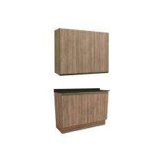 Cozinha Completa Maxxi 3 Peças (1 Aéreo + 1 Balcão + 1 Complemento) C3P10 Nogal/Preto Brilho - Kappesberg