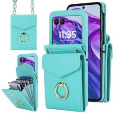 Asuwish Capa de celular para Motorola Razr Plus 2024/Moto Razr 50 Ultra carteira com anel de bloqueio de RFID, alça de pulso transversal, porta-cartão de crédito, bolsa para celular RazrPlus Plus2024