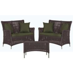 2 Sofás Área e Mesa Igapó Alumínio Pintura Fendi Corda Náutica Estofad