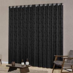 Cortina Janela 2,00M X 1,70M Jacquard Varão Simples Preto - Mercado Bo