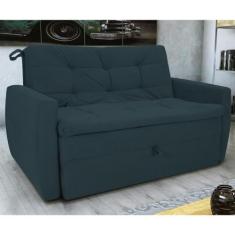 Sofá Cama para Sala de Estar Dingle Suede Petróleo - CasaH