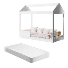 Cama Montessoriana Maria Eduarda Branco Com Colchão