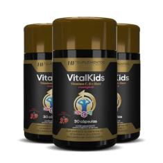 3X Vitalkids Vitamina C D Zinco 30Caps Mastigavel Hf - Hf Suplementos