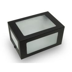 Kit Arandela 5 Vidros Parede Externa Interna Preta 3 un.