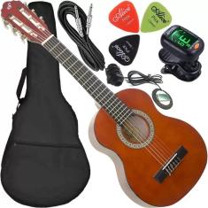 Kit Violão Infantil Giannini Elétrico Canhoto Nylon Nr Nt