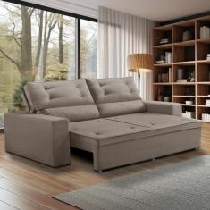 Sofá Retrátil e Reclinável 2 lugares com Molas 1,50m Lais Suede Cappuccino Adonai Estofados