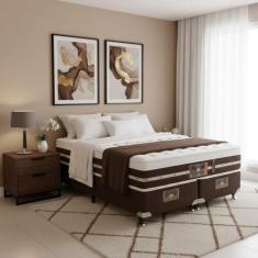 Cama Box + Colchão Castor Queen Silver Star Air One Face Hibrido 158x1