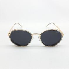Óculos Solar Feminino Luxo Dourado Com Lente Azul Polarizada E Proteçã
