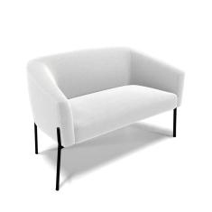 Sofá Namoradeira 2 Lugares Pé Ferro Preto Stella Bouclê Off White D03 - D`Rossi