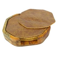 Descanso de Copo Cerveja em couro porta copo mesa