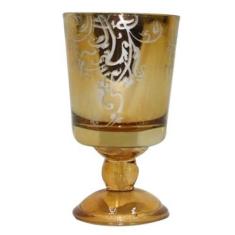 Castiçal De Vidro Dourado 21Cm - Shanghai Huaxing, Amarelo, Vidro