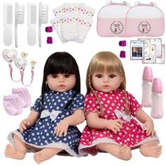 Boneca Tipo Reborn Gêmeas Recém Nascidas Corpo de VInil - Cegonha Rebo