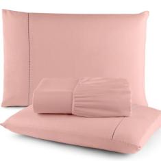 Jogo Lençol King 3 peças com Elástico Ponto Palito Micropercal 400 Fio