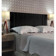 Cabeceira Casal 140 Cama Box Double Siena Preto Suede Painel RBL