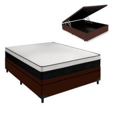 Cama Arezzo Baú Casal Box Black White Molas Ensacadas Marrom - Portobe