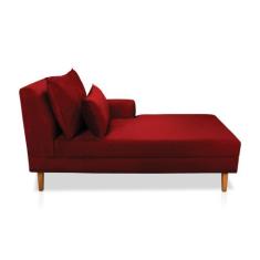 Divã Chaise Jade 1,60 Cm Pés chanfrado Veludo Vermelho - Neros Interio