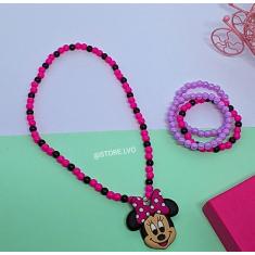 Kit Conjunto Colar e Pulseiras Infantil Menina Miçangas Pérolas Colori