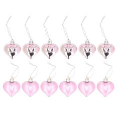 12 Peças de Enfeites Suspensos Em Formato de Coração, Superfícies Galvanizadas, Brilho Com Charme e Calor, Decorações de árvore de Natal, Adicionando Ambiente Doce e Romântico,