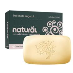 NATURAL Sabonete com Argila Branca e Óleo de Rosa Mosqueta - Base Vegetal - Hidratação - Antioxidante e Calmante - Uniformiza o Tom da Pele - Vegano - 80g