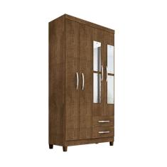 Guarda Roupa 4 Portas E 2 Gavetas Com Espelho Manchester Cor 164 - Malbec