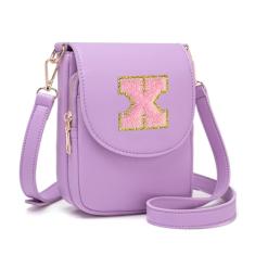 Viverte Bolsa transversal para meninas adolescentes, pequena, inicial, celular, bolsa de couro com compartimento triplo, Lavanda