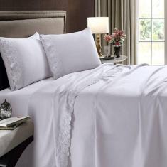 Jogo De Cama Buettner King 4 Pçs Sonata Com Renda Branco