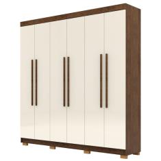 Guarda Roupa Casal Elegance 6 Portas Imbuia Champanhe Vila Rica
