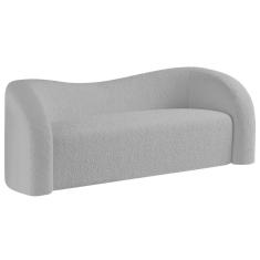 Sofá Curvo 3 Lugares Organico Sala Recepção Coréia 180cm Linho Cinza