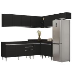 Armário De Cozinha Modulado De Canto 7 Peças Cp22 Balcão Sem Tampo Preto - Lumil