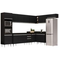 Armário De Cozinha Modulada De Canto 8 Peças Cp07 Balcão Preto - Lumil