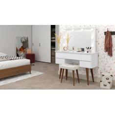 Penteadeira Camarim Strass com Banqueta Branco - Patrimar - Patrimar M