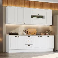Cozinha Compacta De 7 Peças C/ Aéreo Basculante Branco