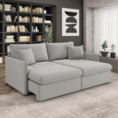 Sofá Retrátil Reclinável 3 Lugares 194cm Maili Veludo Cinza K01 - D'Ro
