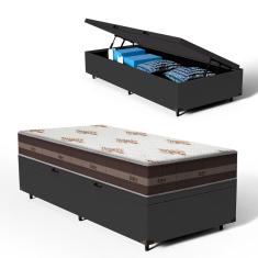 Cama Box com Baú Solteiro King + Colchão de molas - Anjos - Classic Superlastic 96cm
