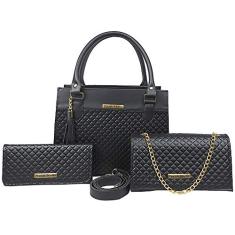 Kit 1 Bolsa Handbag 1 Bolsa Flap e 1 Carteira Borzzi Wear