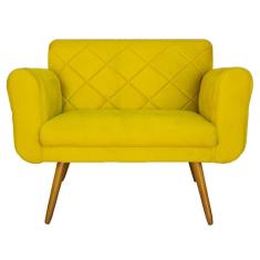 Namoradeira Decorativa Estofada Para Salão de Beleza Isabella Corano Amarelo - LM DECOR