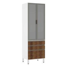 Paneleiro Torre 70Cm Prata Pérola Branco C/ Dourado