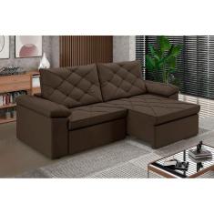Sofá Aspen 2,90m Retrátil/Reclinável Suede Marrom - XFlex Sofás