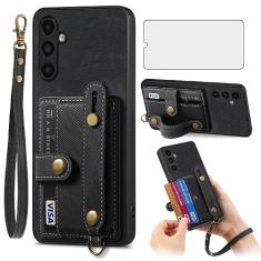 Asuwish Capa de telefone para Samsung Galaxy A13 5G capa carteira com protetor de tela de vidro temperado e alça de pulso fina suporte para cartão celular M13 G5 A 13 2022 13A A135G SM A136U feminino